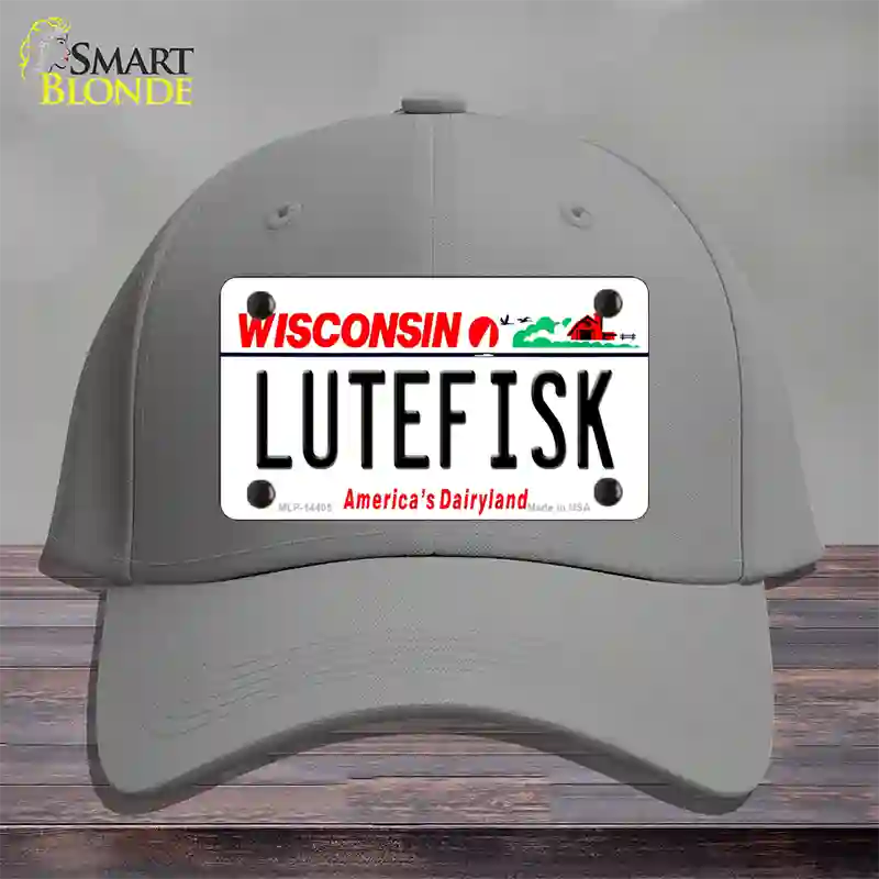 Lutefisk Wisconsin Novelty License Plate Hat Cotton / Gray