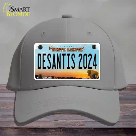 Desantis 2024 North Dakota Novelty License Plate Hat Cotton / Gray