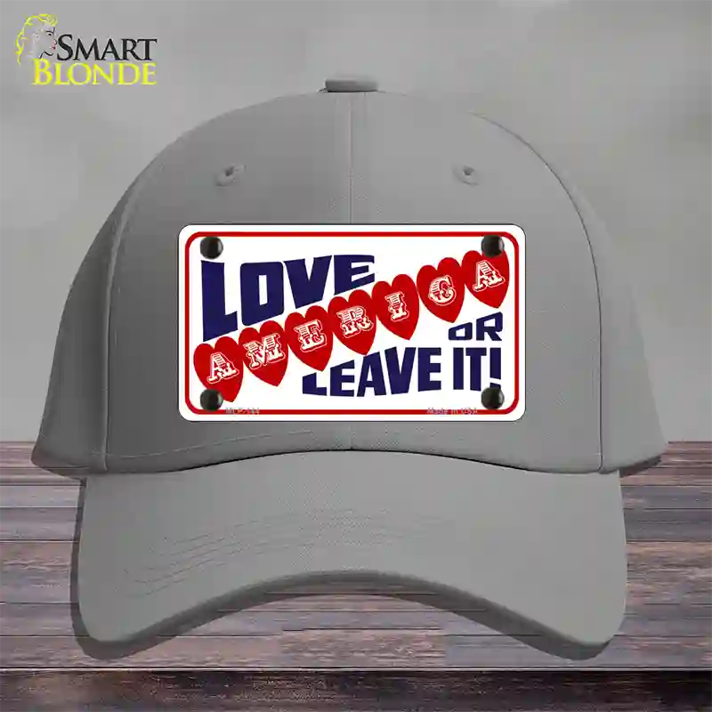 Love America Or Leave It Novelty License Plate Hat Cotton / Gray