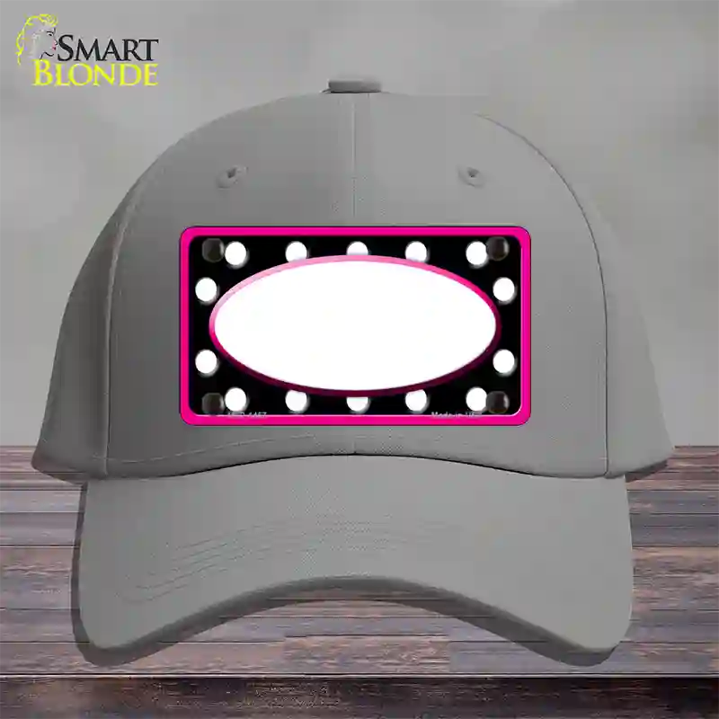 White Black Polka Dots Pink Frame And White Center Oval Novelty License Plate Hat Cotton / Gray