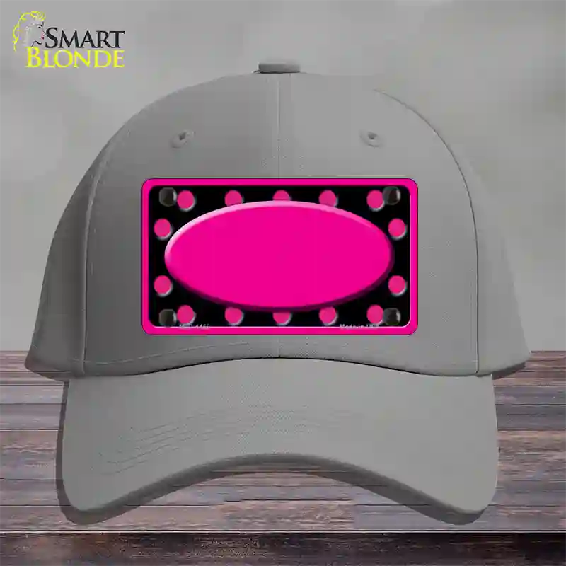 Pink Black Polka Dots Pink Frame And Center Oval Novelty License Plate Hat Cotton / Gray