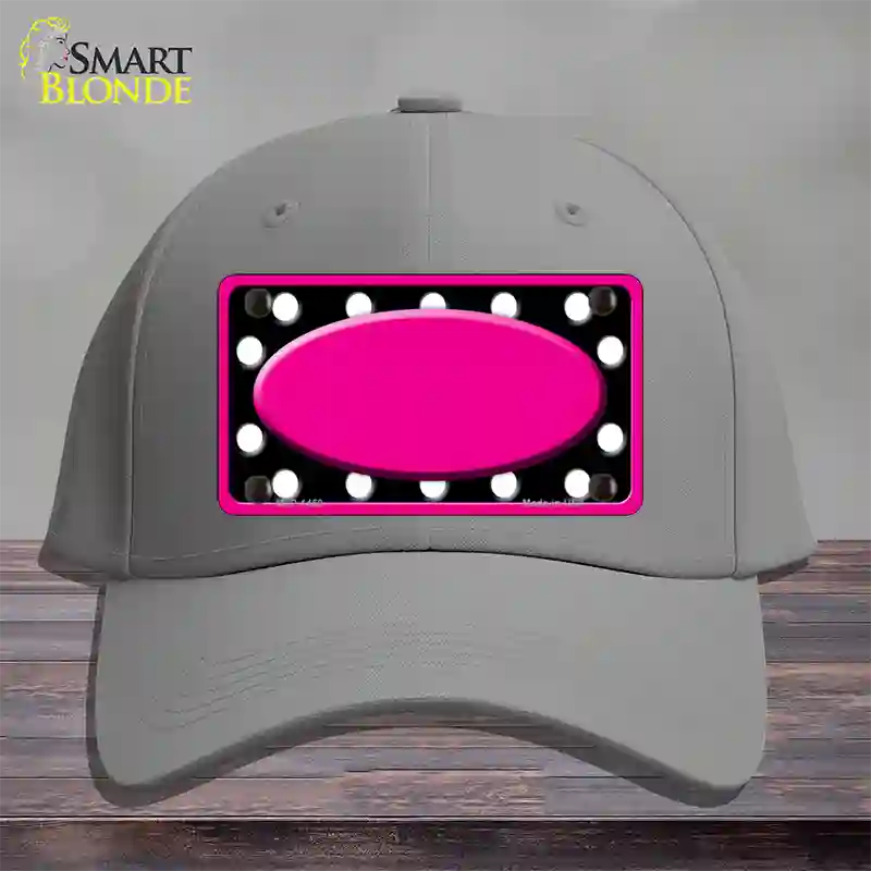 White Black Polka Dots Pink Frame And Center Oval Novelty License Plate Hat Cotton / Gray