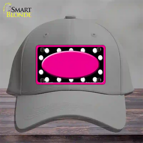 White Black Polka Dots Pink Frame And Center Oval Novelty License Plate Hat Cotton / Gray