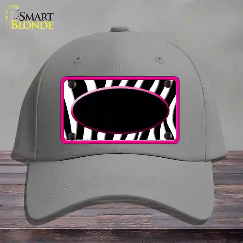 Black White Pink Zebra Center Oval Novelty License Plate Hat Cotton / Gray