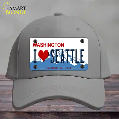 I Love Seattle Washington Novelty License Plate Hat Cotton / Gray