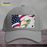 American Flag With Eagle Novelty License Plate Hat Cotton / Gray