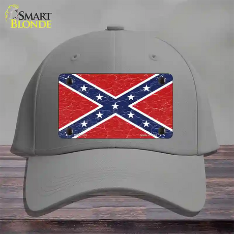 Distressed Confederate Flag Novelty License Plate Hat Cotton / Gray