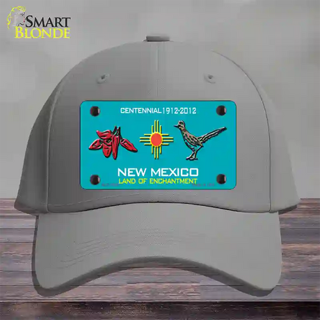 Red Chili & Road Runner New Mexico Teal Novelty License Plate Hat Cotton / Gray