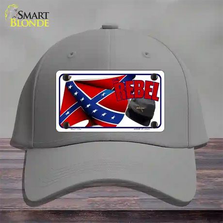 Rebel Cap And Flag Novelty License Plate Hat Cotton / Gray