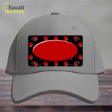 Red Black Polka Dot Red Center Oval Novelty License Plate Hat Cotton / Gray