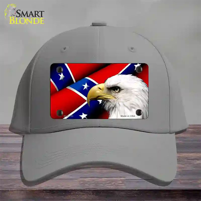 Confederate Flag Eagle Novelty License Plate Hat Cotton / Gray