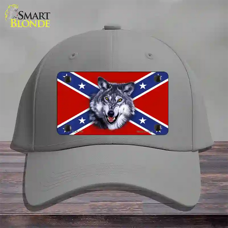 Confederate Flag Wolf Novelty License Plate Hat Cotton / Gray