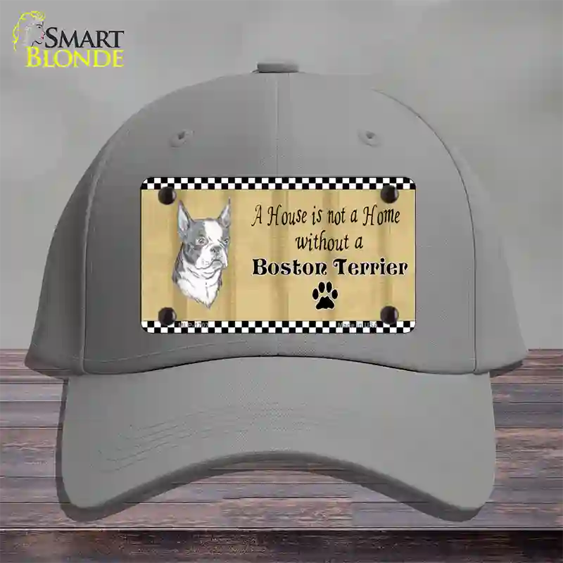 Pencil Sketch Boston Terrier Novelty License Plate Hat Cotton / Gray