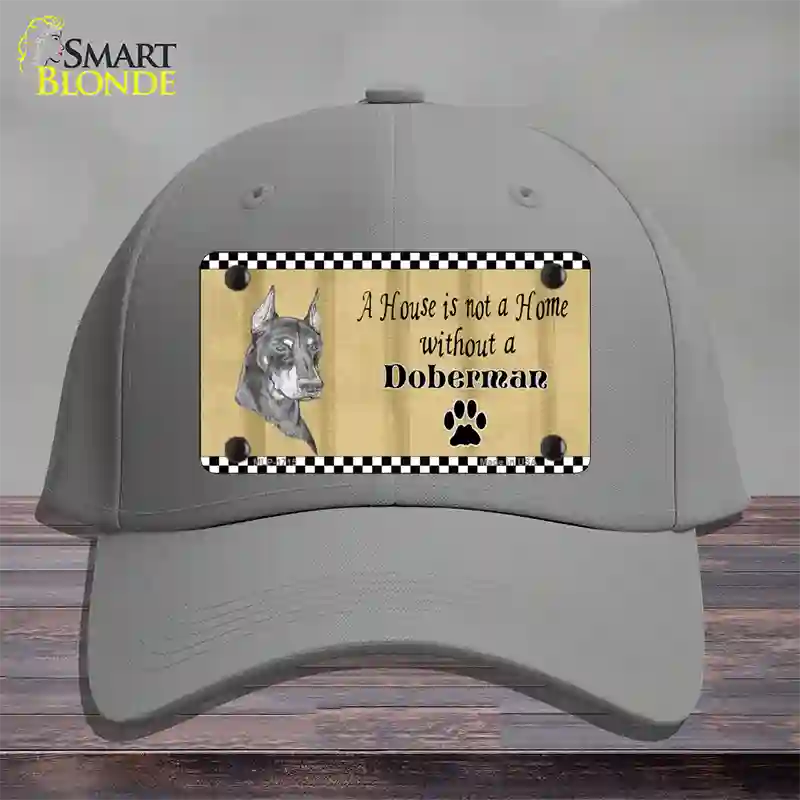 Pencil Sketch Doberman Metal Dog Novelty License Plate Hat Cotton / Gray