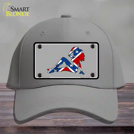 Confederate Flag Mud Flap Girl Novelty License Plate Hat Cotton / Gray