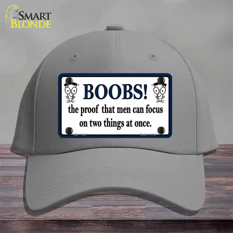 Boobs Proof Novelty License Plate Hat Cotton / Gray