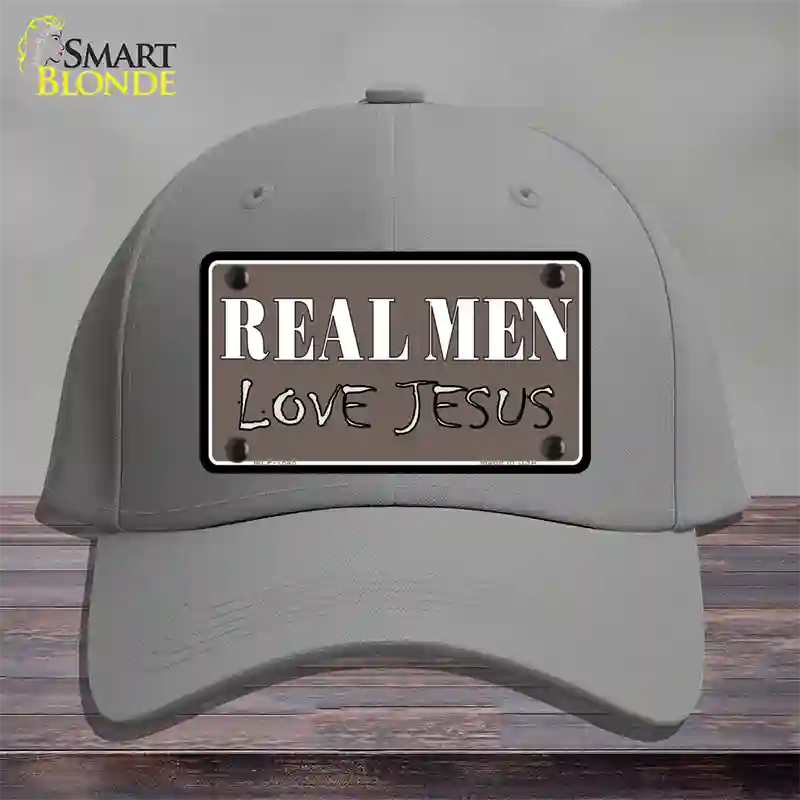 Real Men Love Jesus Novelty License Plate Hat Cotton / Gray