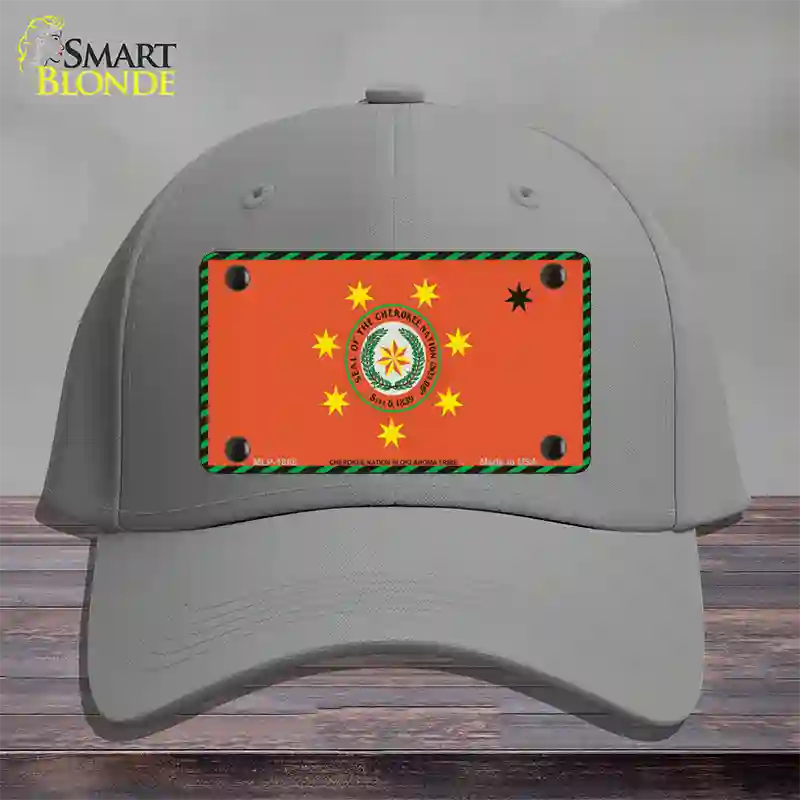 Cherokee Nation Flag Novelty License Plate Hat Cotton / Gray