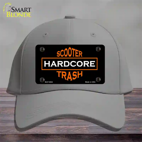 Hardcore Scooter Trash Black Novelty License Plate Hat Cotton / Gray