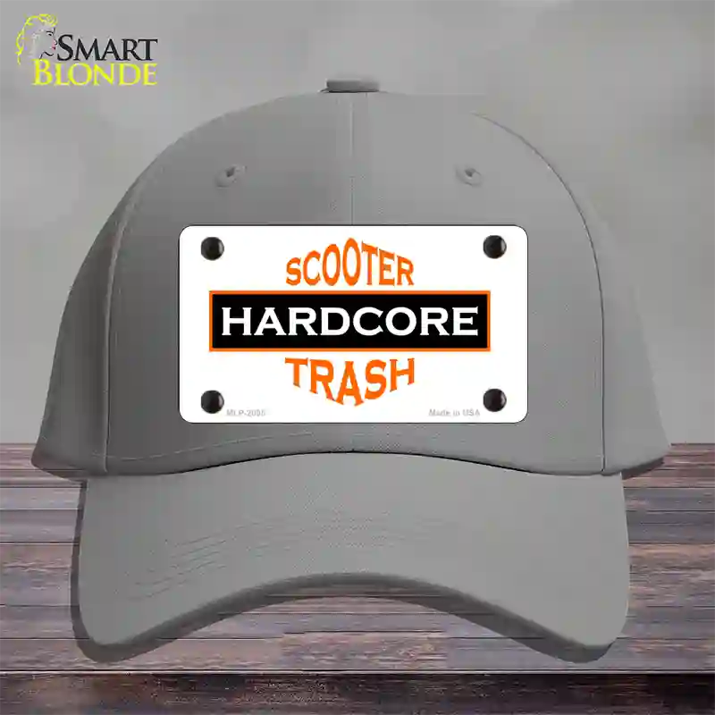 Hardcore Scooter Trash White Novelty License Plate Hat Cotton / Gray