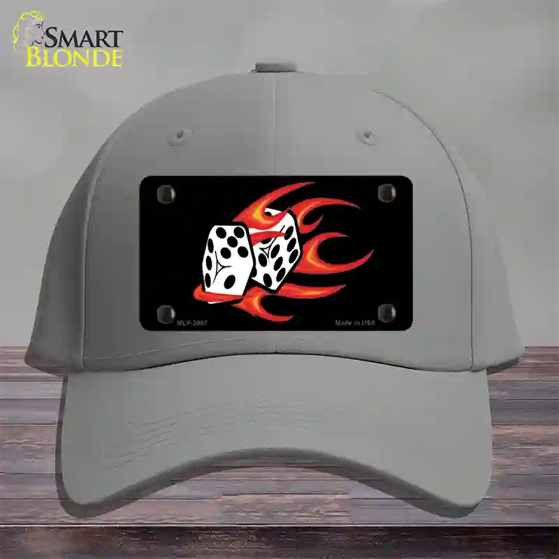 Red Hot Flaming Dice Novelty License Plate Hat Cotton / Gray