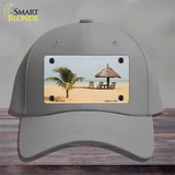 Tropical Beach Setting Novelty License Plate Hat Cotton / Gray