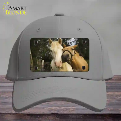 Horses Sweet On Each Other Novelty License Plate Hat Cotton / Gray