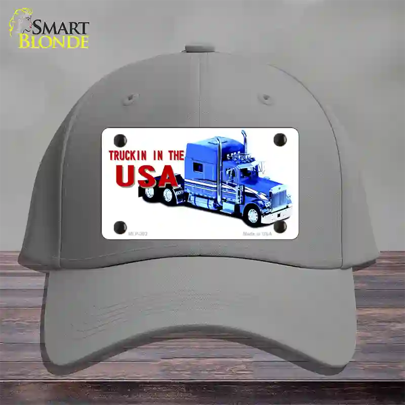 Trucking In The USA Novelty License Plate Hat Cotton / Gray