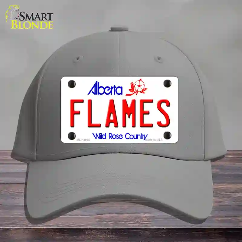 Flames Alberta Canada Province Novelty License Plate Hat Cotton / Gray