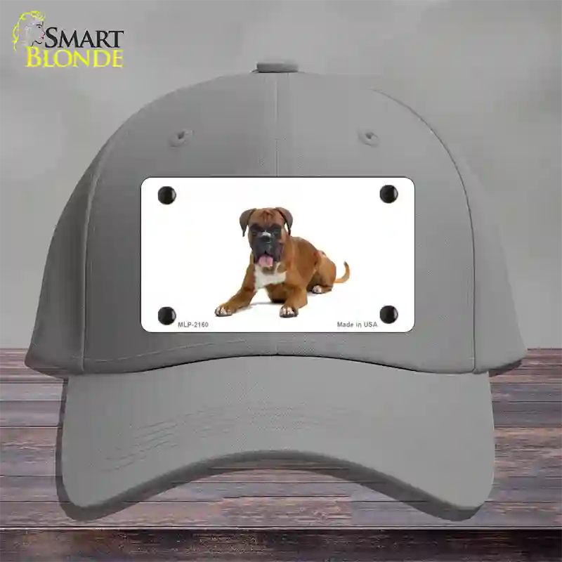 Boxer Dog Novelty License Plate Hat Cotton / Gray