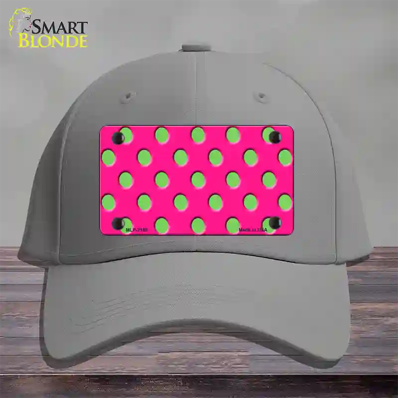 Lime Green Polka Dots Hot Pink Novelty License Plate Hat Cotton / Gray