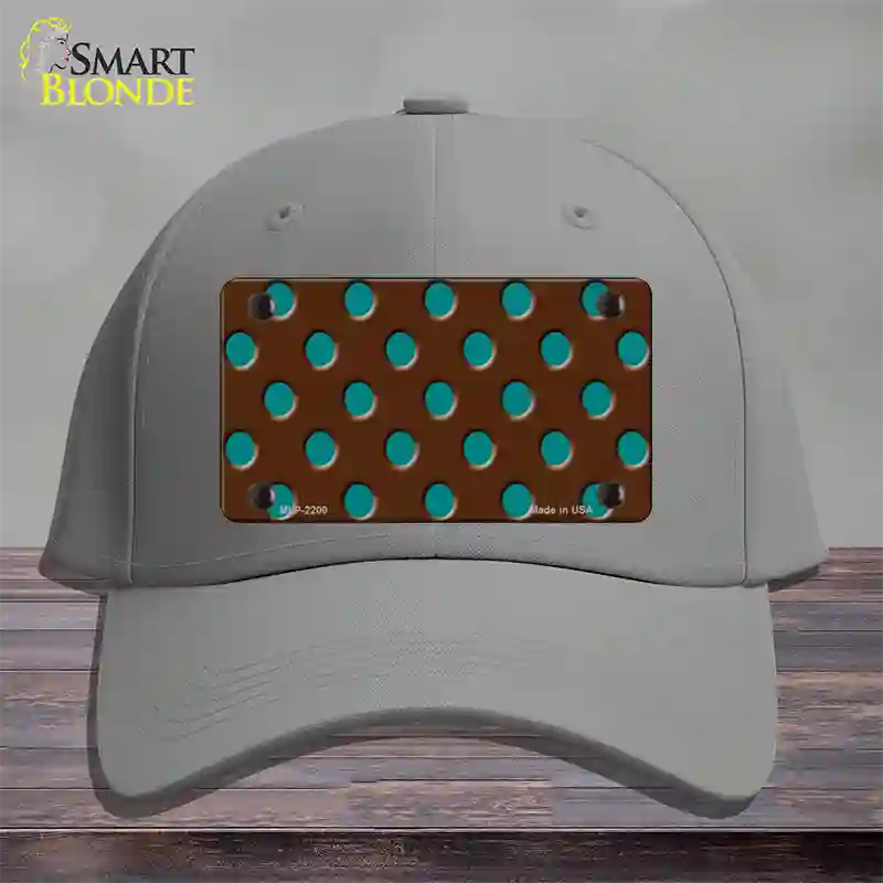 Teal Polka Dots Brown Novelty License Plate Hat Cotton / Gray