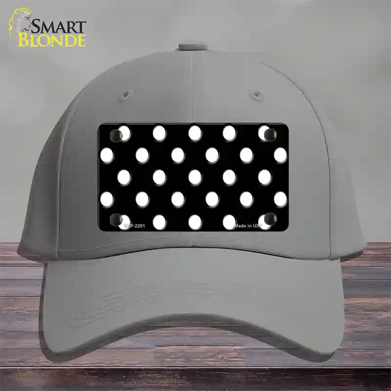 White Polka Dots Black Novelty License Plate Hat Cotton / Gray