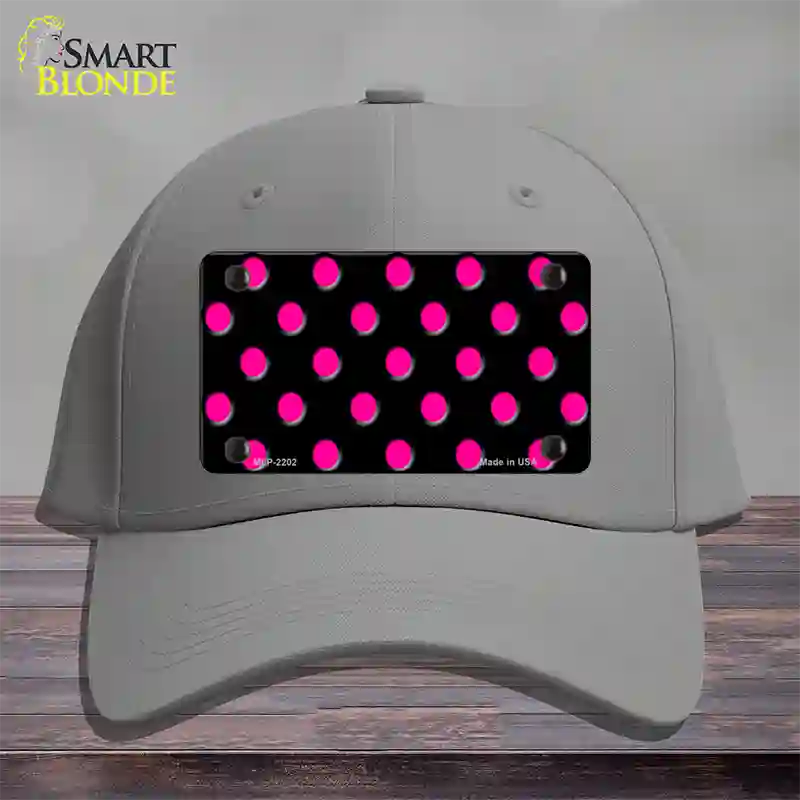 Hot Pink Polka Dots Black Novelty License Plate Hat Cotton / Gray