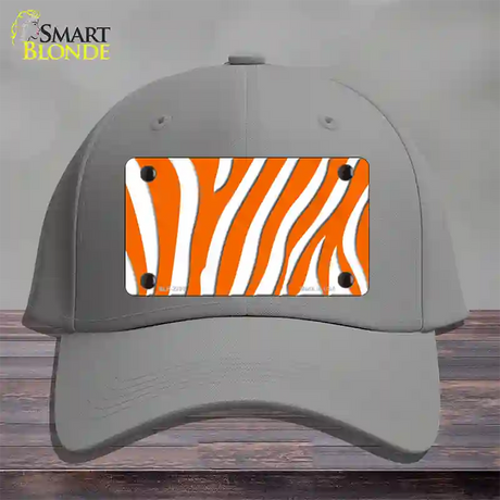 Orange White Zebra Novelty License Plate Hat Cotton / Gray