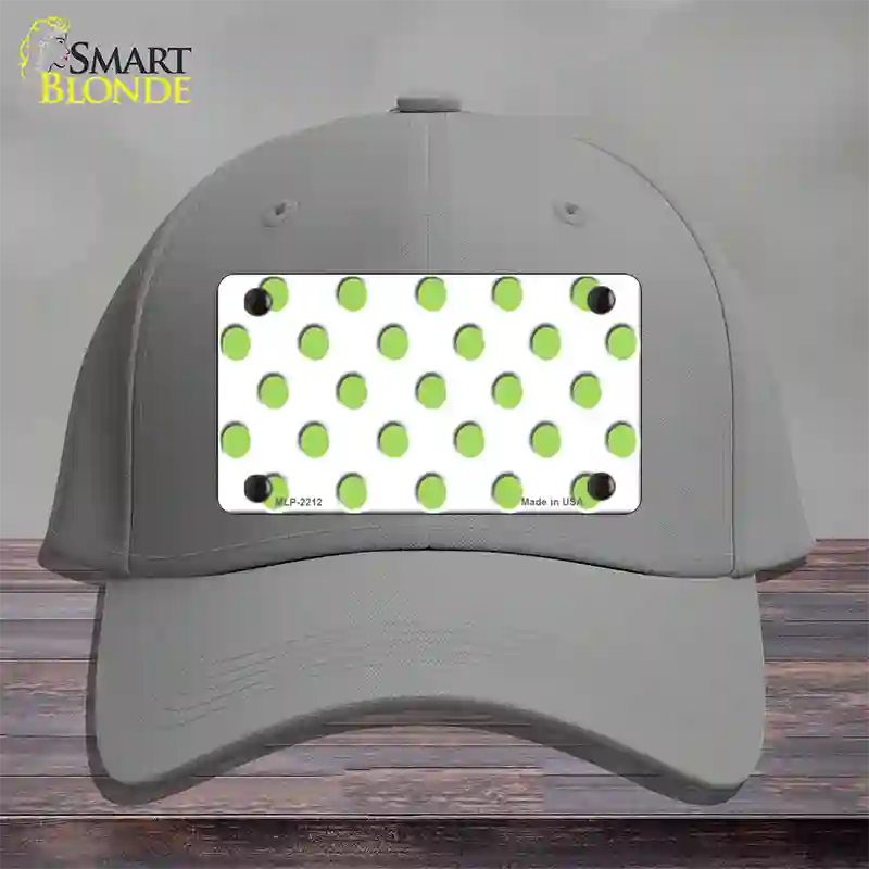 Lime Green Polka Dots White Novelty License Plate Hat Cotton / Gray