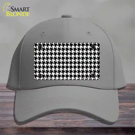 White Black Houndstooth Novelty License Plate Hat Cotton / Gray