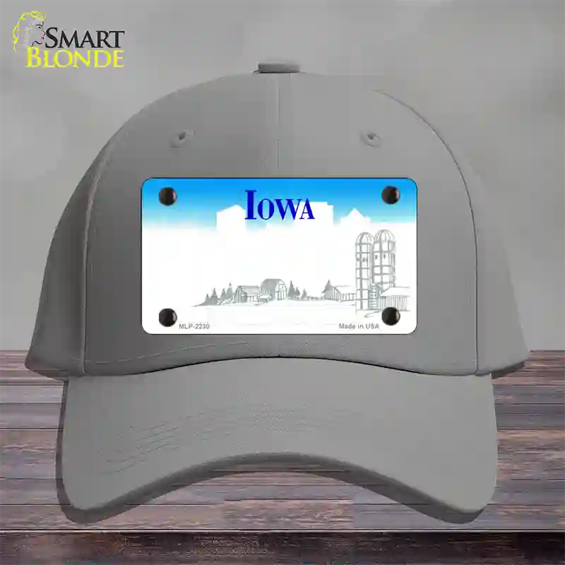 Iowa State Blank Novelty License Plate Hat Cotton / Gray