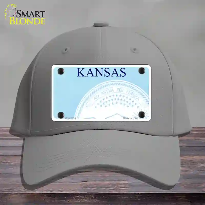 Kansas State Blank Novelty License Plate Hat Cotton / Gray