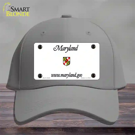 Maryland Gov State Blank Novelty License Plate Hat Cotton / Gray