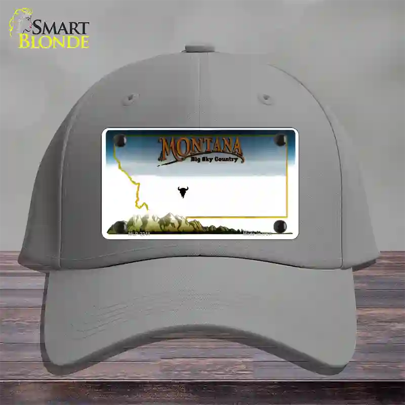 Montana State Blank Novelty License Plate Hat Cotton / Gray