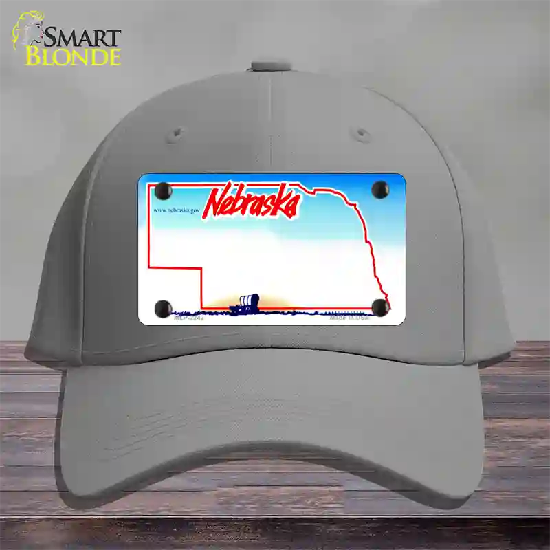 Nebraska State Blank Novelty License Plate Hat Cotton / Gray