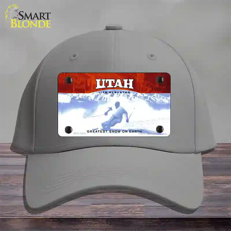 Utah State Blank Novelty License Plate Hat Cotton / Gray