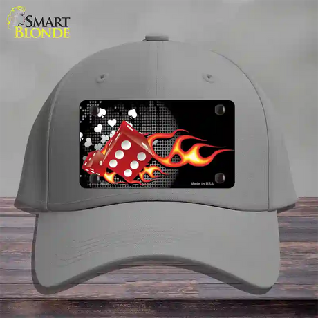 Fire Dice Flame Novelty License Plate Hat Cotton / Gray