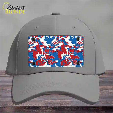 Patriotic Camouflage Novelty License Plate Hat Cotton / Gray