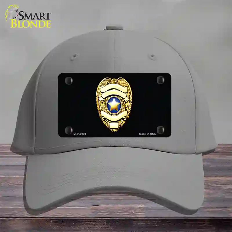 Police Badge Novelty License Plate Hat Cotton / Gray