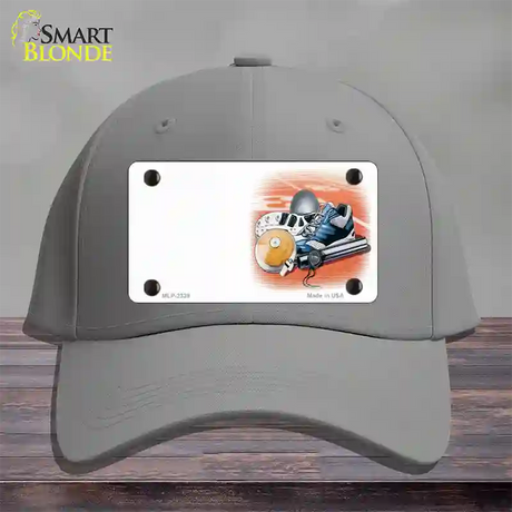 Track And Field Offset Novelty License Plate Hat Cotton / Gray