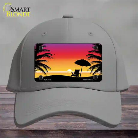 Sunset Beach Novelty License Plate Hat Cotton / Gray