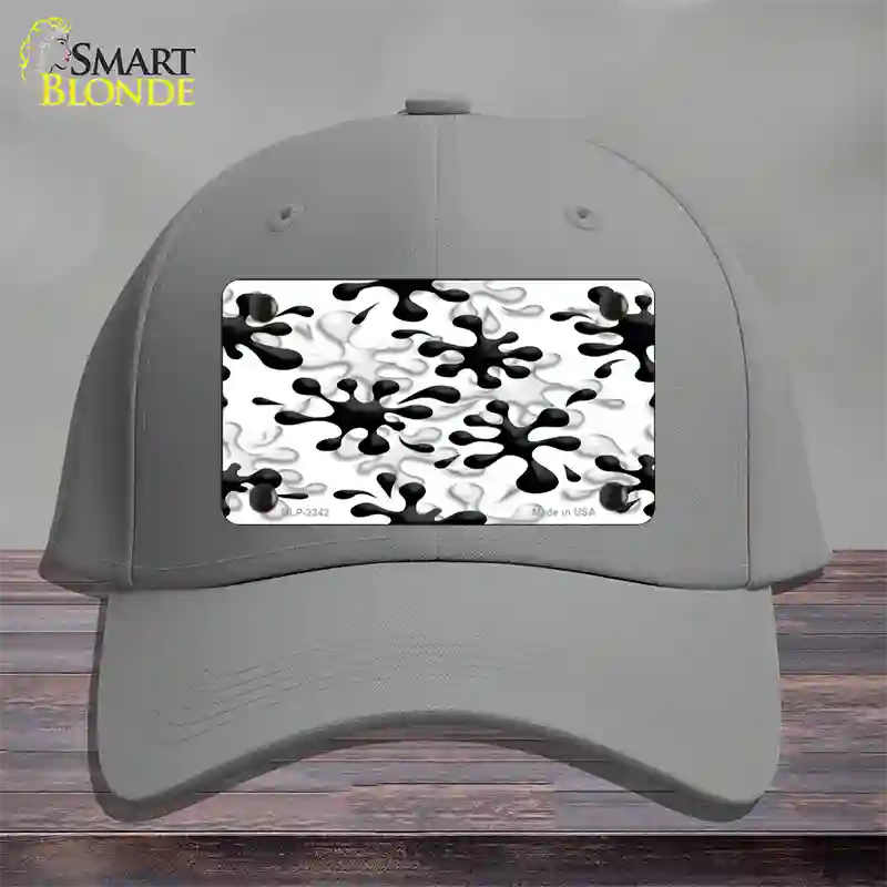 Splatter Black White Novelty License Plate Hat Cotton / Gray