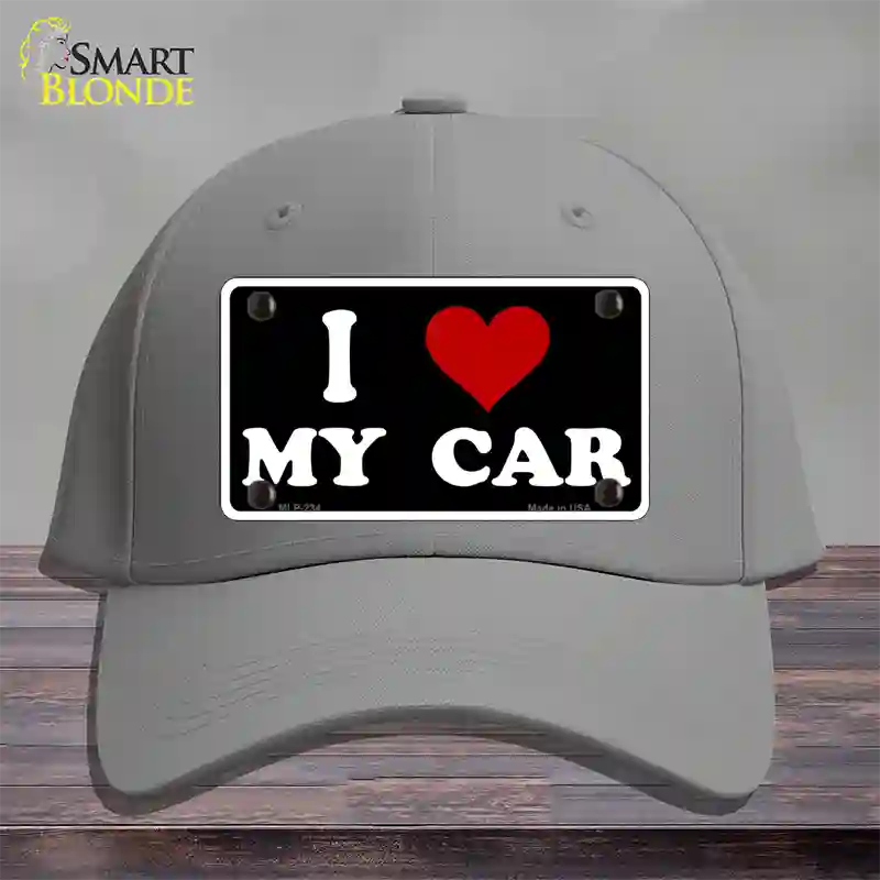 I Love My Car Black Novelty License Plate Hat Cotton / Gray